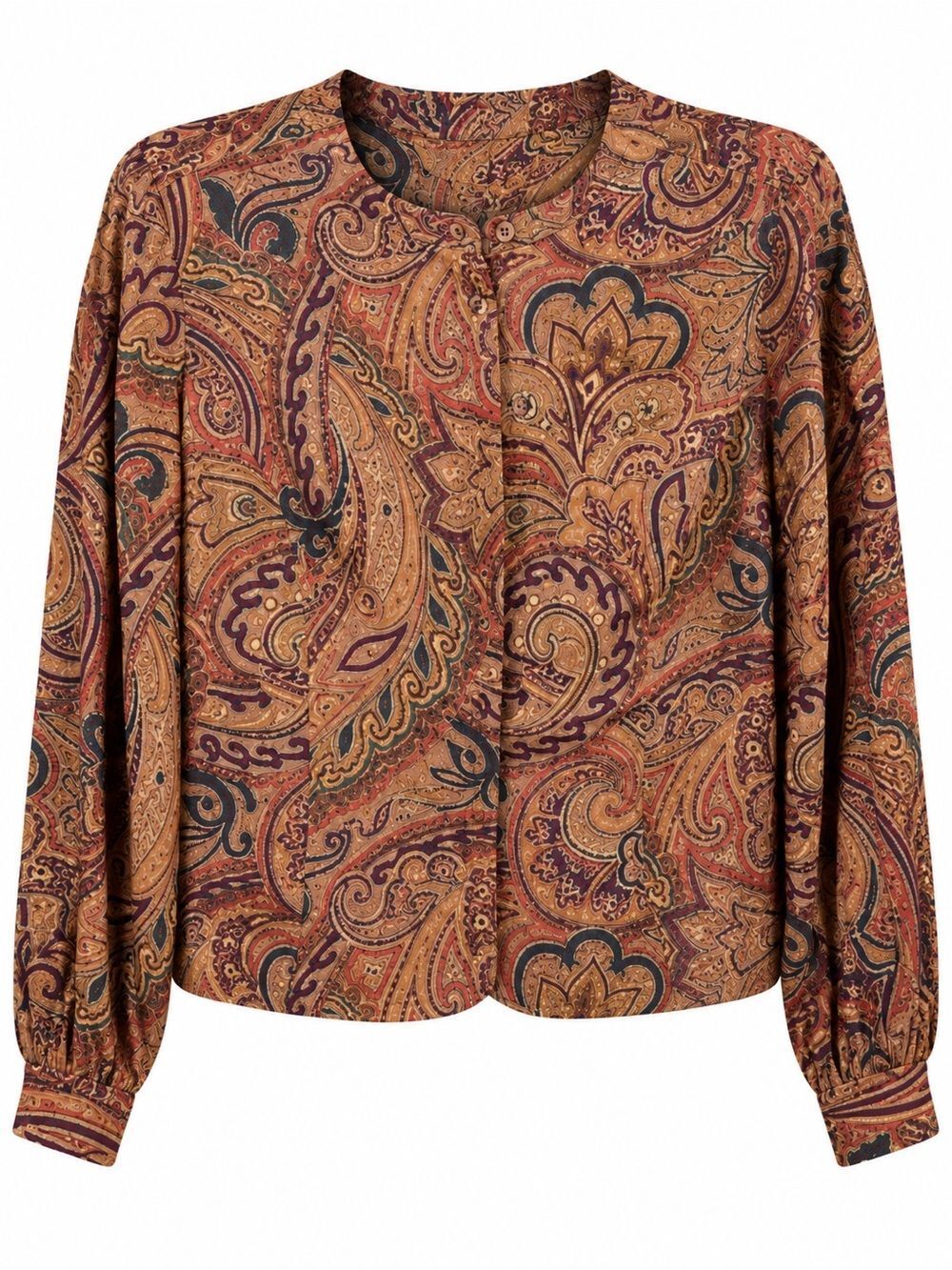 Vintage Liz Claiborne 100% Silk Brown Paisley Print Blouse. Size 6 Petite EUC!